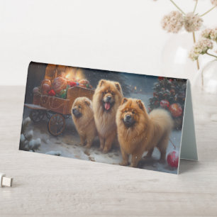 Plaque De Table Chow Chow enneigé traîneau décoration de Noël