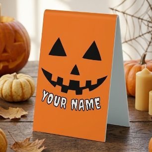 Plaque De Table Citrouille orange personnalisée Halloween Votre no