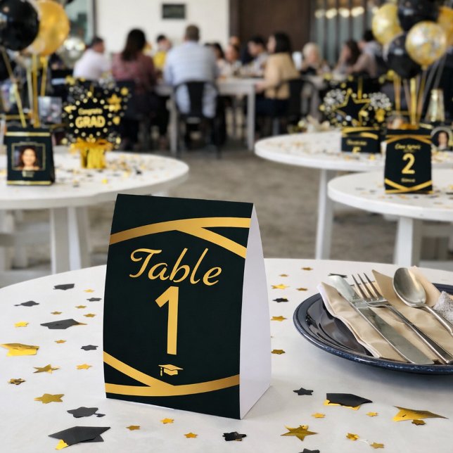 Plaque De Table Classe d'élégance dorée de fin d'études (Créateur téléchargé)