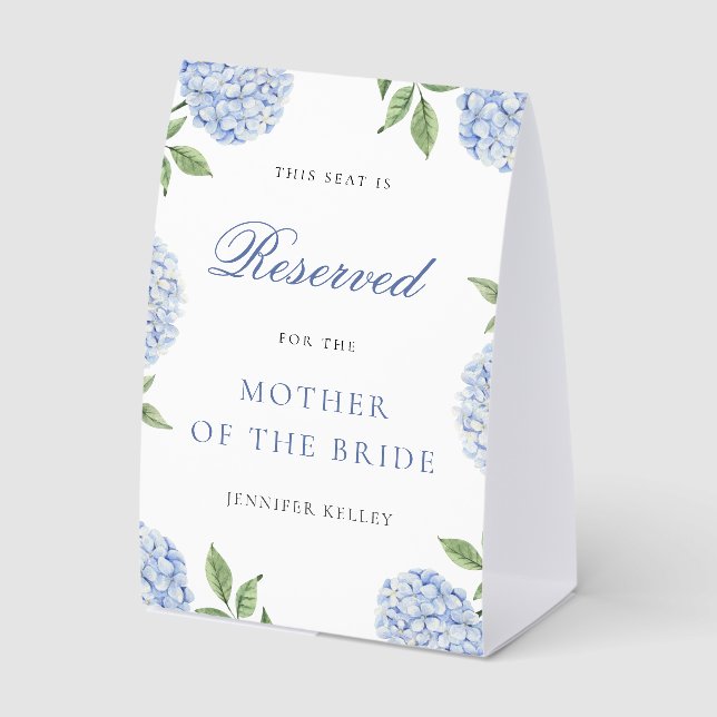 Plaque De Table Classic Blue Hydrangea Wedding Reserved Seat (Recto)
