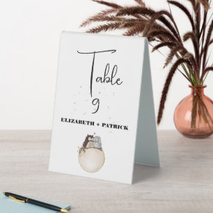 Plaque De Table Classy minimaliste, hibou amoureux