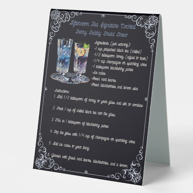 Plaque De Table Cocktail signature : Berry Bubbly Bridal Brew (Recto)