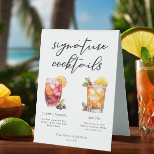 Plaque De Table Cocktails Signature bord de la piscine Menu Mariag