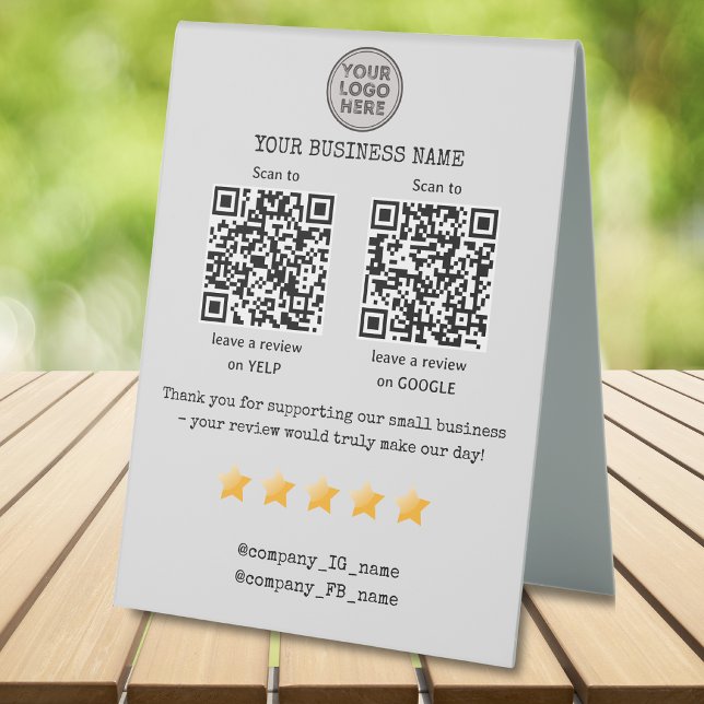 Plaque De Table Code QR avis petite entreprise GOOGLE et YELP (Créateur téléchargé)