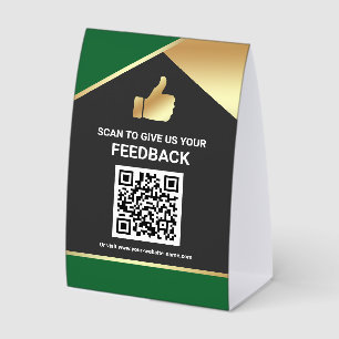 Plaque De Table Code QR de Commentaires de Clients sur Green Gold