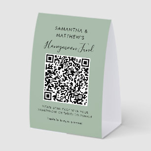 Plaque De Table Code QR de don pour la lune de miel de mariage mod