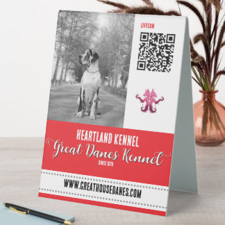 Plaque De Table Code QR de l'élevage de Dogues Allemands Harlequin