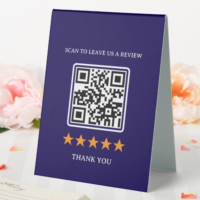 Plaque De Table Code QR de lien de révision d'entreprise sur prése (In SItu (Mariage))