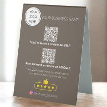 Code QR de logo d'avis commercial GOOGLE et YELP