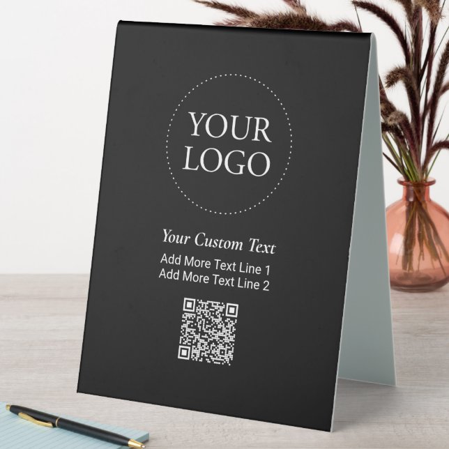 Plaque De Table Code QR de logo d'entreprise personnalisé noir sim (En SItu (Tableau))