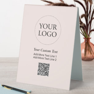 Plaque De Table Code QR de logo d'entreprise rose simple promotion
