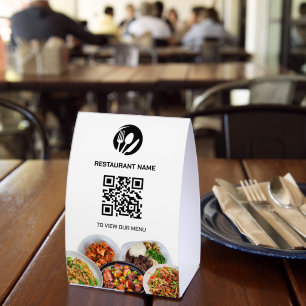 Plaque De Table Code QR de menu numérique Logo de restaurant sur p