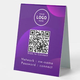 Plaque De Table Code QR de numérisation du réseau WiFi pour se con