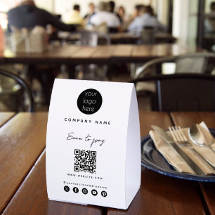 Plaque De Table Code QR de paiement par scan Logo d'entreprise Rés