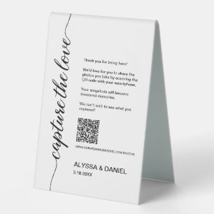Plaque De Table Code QR de partage de photos de mariage personnali