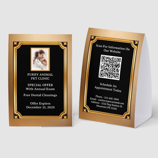 Plaque De Table Code QR de promotion de photo d'entreprise personn (Recto/verso)