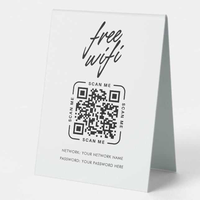 Plaque De Table Code QR de réseau Wifi Entreprise Moderne (Recto)
