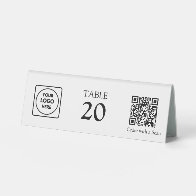 Plaque De Table Code QR de restaurant | Numéro de table Commande p (Recto)
