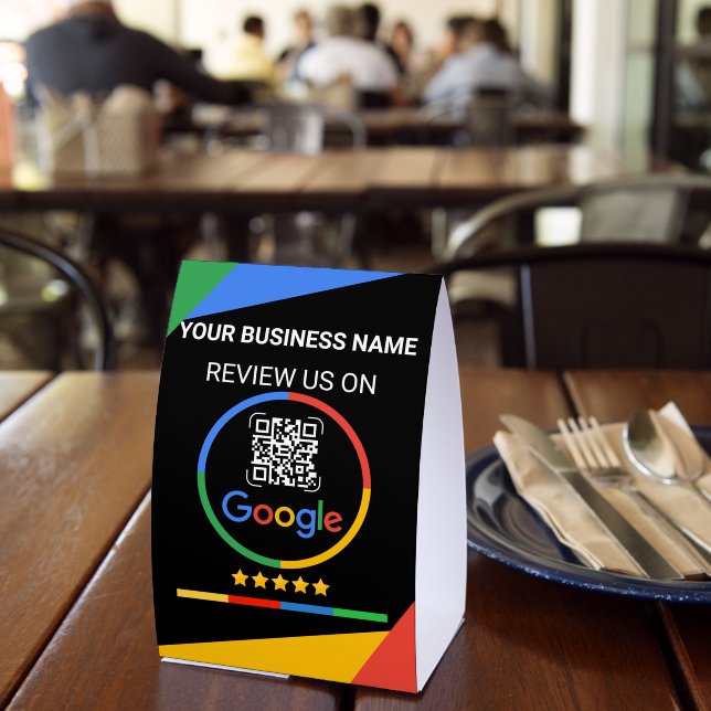Plaque De Table Code QR de révision Google avec étoiles noir (Insitu (restaurant))