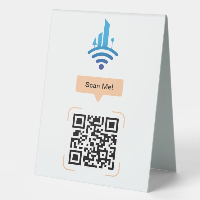 Plaque De Table Code QR de Wi-Fi gratuit simple (Recto)