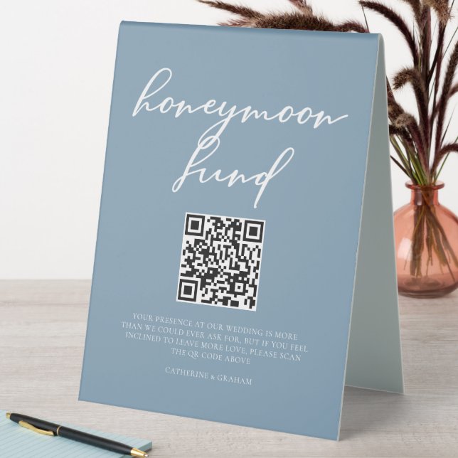 Plaque De Table Code QR du fonds de lune de miel pour mariage bleu (En SItu (Tableau))