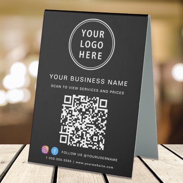 Plaque De Table Code QR du logo de l'entreprise Réseaux sociaux No (Créateur téléchargé)