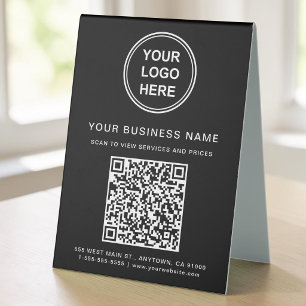 Plaque De Table Code QR du logo d'entreprise noir