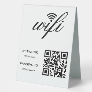 Plaque De Table Code QR du réseau Wifi de marque personnalisée Bla