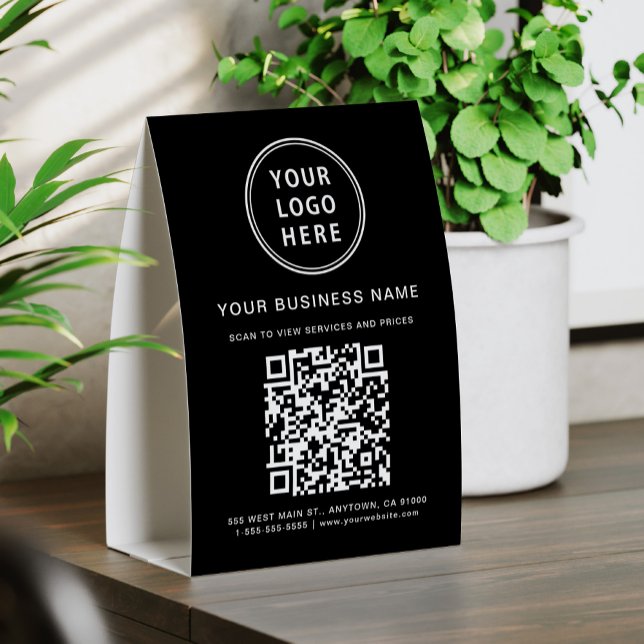 Plaque De Table Code QR Logo Entreprise Noir (Créateur téléchargé)