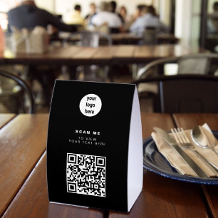 Plaque De Table Code QR Logo Entreprise Noir Minimaliste Entrepris