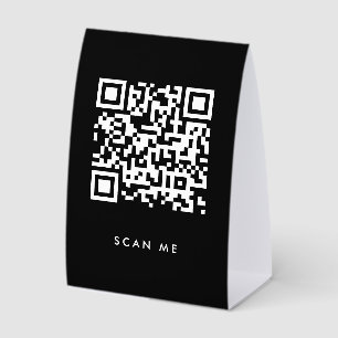 Plaque De Table Code QR Logo Entreprise Noir Minimaliste Entrepris