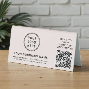 Plaque De Table Code QR Logo Entreprise Rose