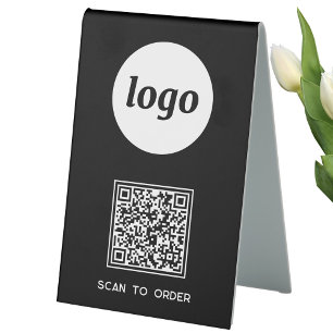 Plaque De Table Code QR Logo Entreprise Scannez pour Commander Noi