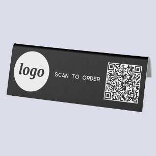 Plaque De Table Code QR Logo Entreprise Scannez pour Commander Noi