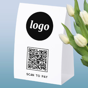 Plaque De Table Code QR Logo Entreprise Scannez pour Payer