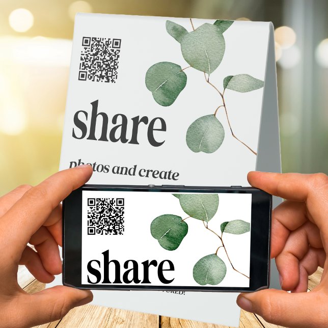 Plaque De Table Code QR mariage Photos du livre d'or (Digital guestbook photo picture sharing with QR code.)