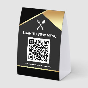 Plaque De Table Code QR Menu Numérique Or Noir pour les Restaurant
