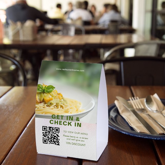 Plaque De Table Code QR Menu Numérique Vert Ajouter URL Papier (Insitu (restaurant))