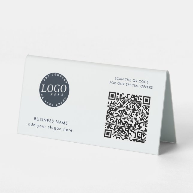 Plaque De Table Code QR moderne et logo d'entreprise (Recto)