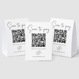 Plaque De Table Code QR moderne Scannez pour payer Venmo + Scannez