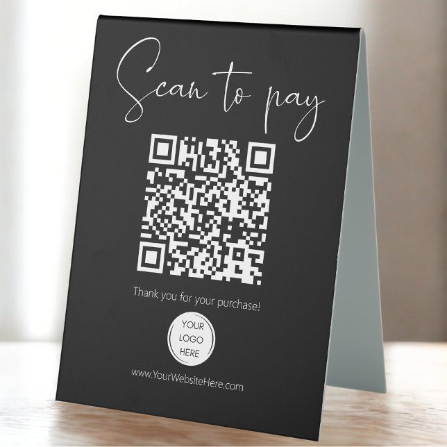 Plaque De Table Code QR moderne Scannez pour payer Venmo + Scannez (Créateur téléchargé)