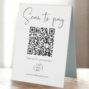 Plaque De Table Code QR moderne Scannez pour payer Venmo + Scannez