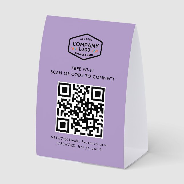 Plaque De Table Code QR Moderne Wifi Gratuit Logo Entreprise Minim (Recto)