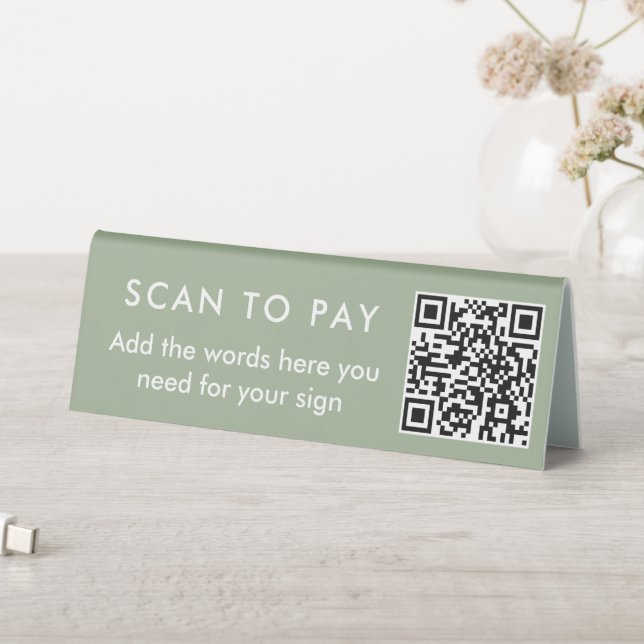 Plaque De Table Code QR personnalisé de couleur vert sauge moderne (En SItu (Tableau))