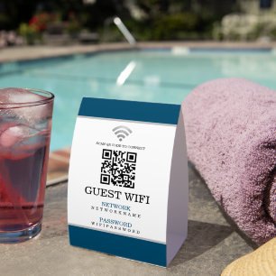 Plaque De Table Code QR personnalisé de mot de passe et de réseau