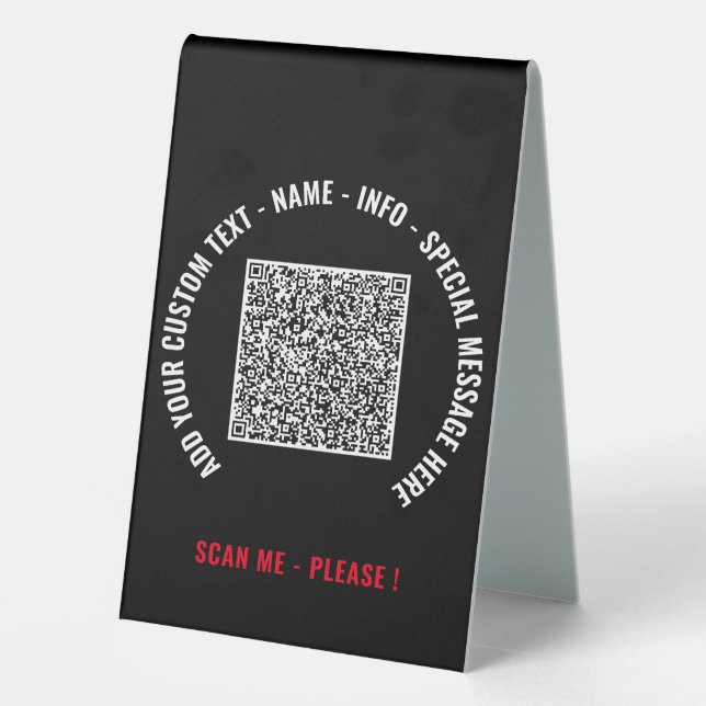 Plaque De Table Code QR personnalisé et panneau de table à texte p (Verso)