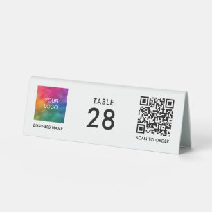 Plaque De Table Code QR personnalisé Logo d'entreprise Ici Numéris