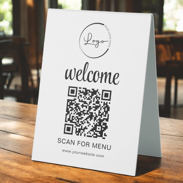 Plaque De Table Code QR personnalisé Menu Texte Entreprise moderne (Créateur téléchargé)