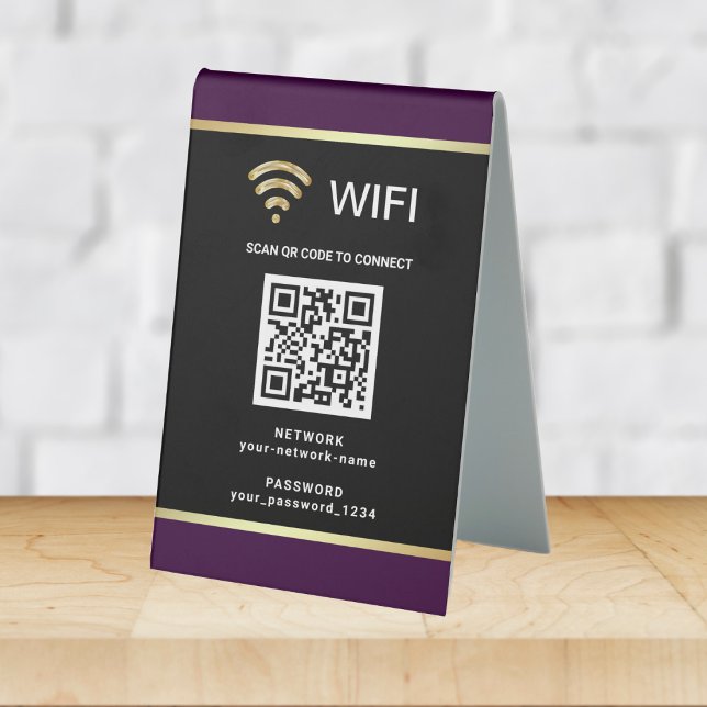 Plaque De Table Code QR personnalisé moderne pour mot de passe de  (Créateur téléchargé)