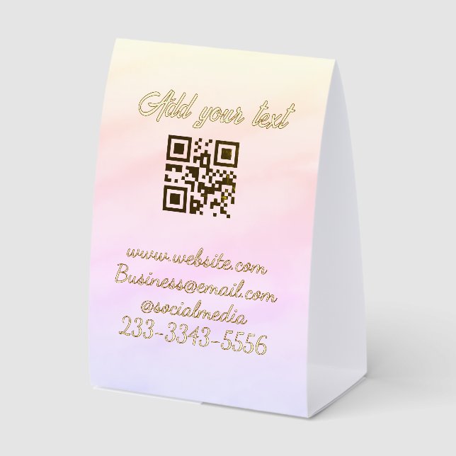 Plaque De Table code QR personnalisé simple ajoutez votre nom text (Recto)